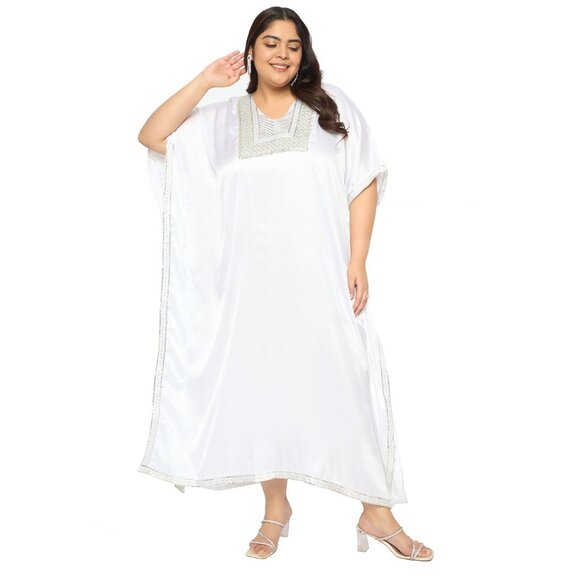 Gypsie Blu Satin Sequences Caftan Dress Wedding Wear Maxi Kimono Dress for Gown - Picture 3 of 8